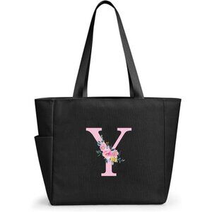 Personalized Beach Tote Bag Black-y